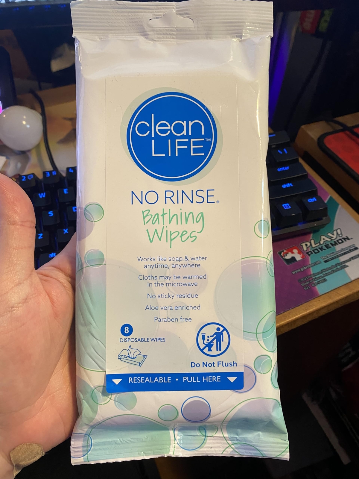 No Rinse Bathing Wipes 8 Count Pack Moisturizing Soft Hypoallergenic 12 Pack