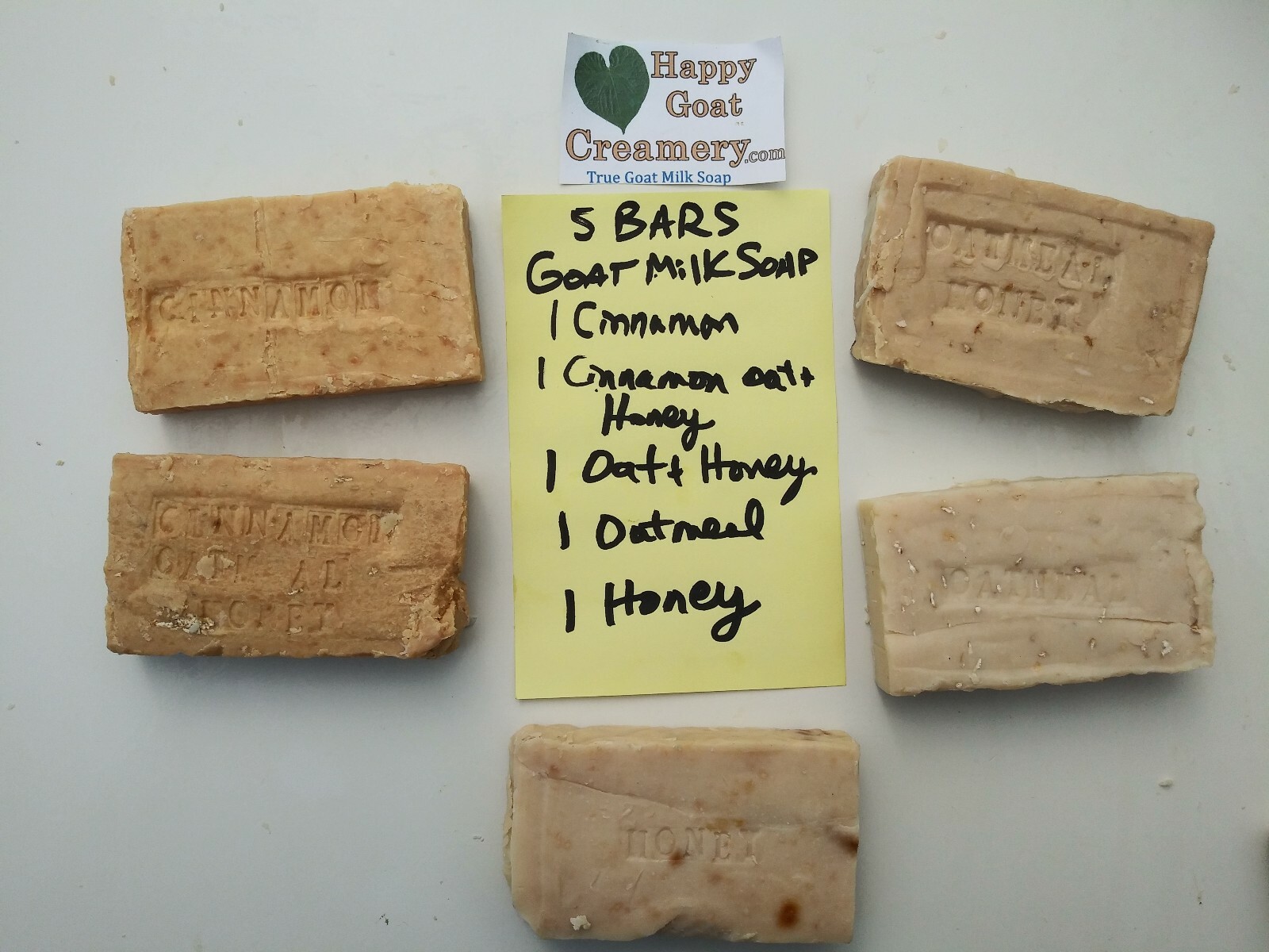 5 BARS CINNAMON OATMEAL HONEY GOAT MILK SOAP HAPPY GOAT CREAMERY CHEAP BEST