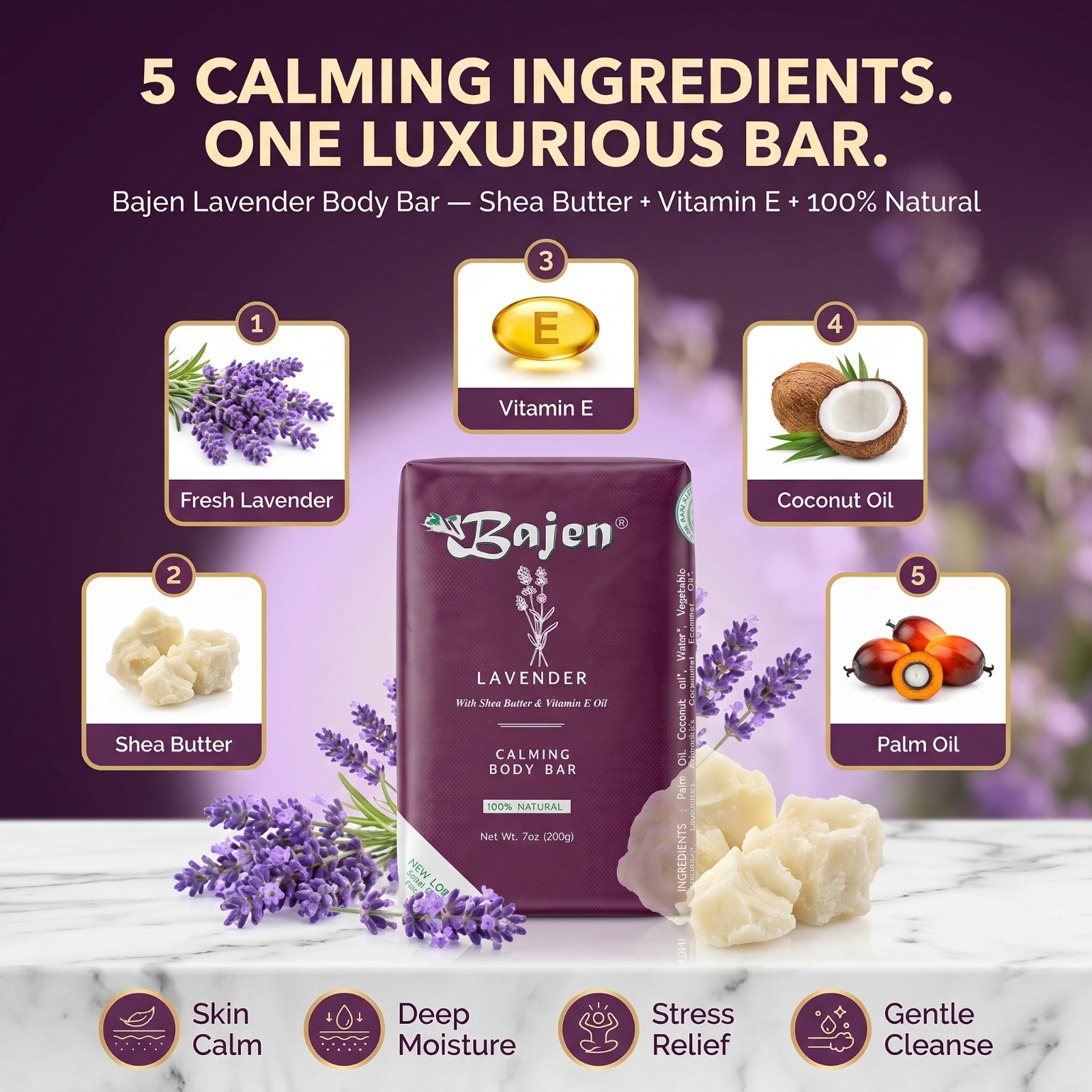 LAVENDER CALMING BODY SOAP – Aromatherapy Stress Relief Nervous System Calm 7 oz