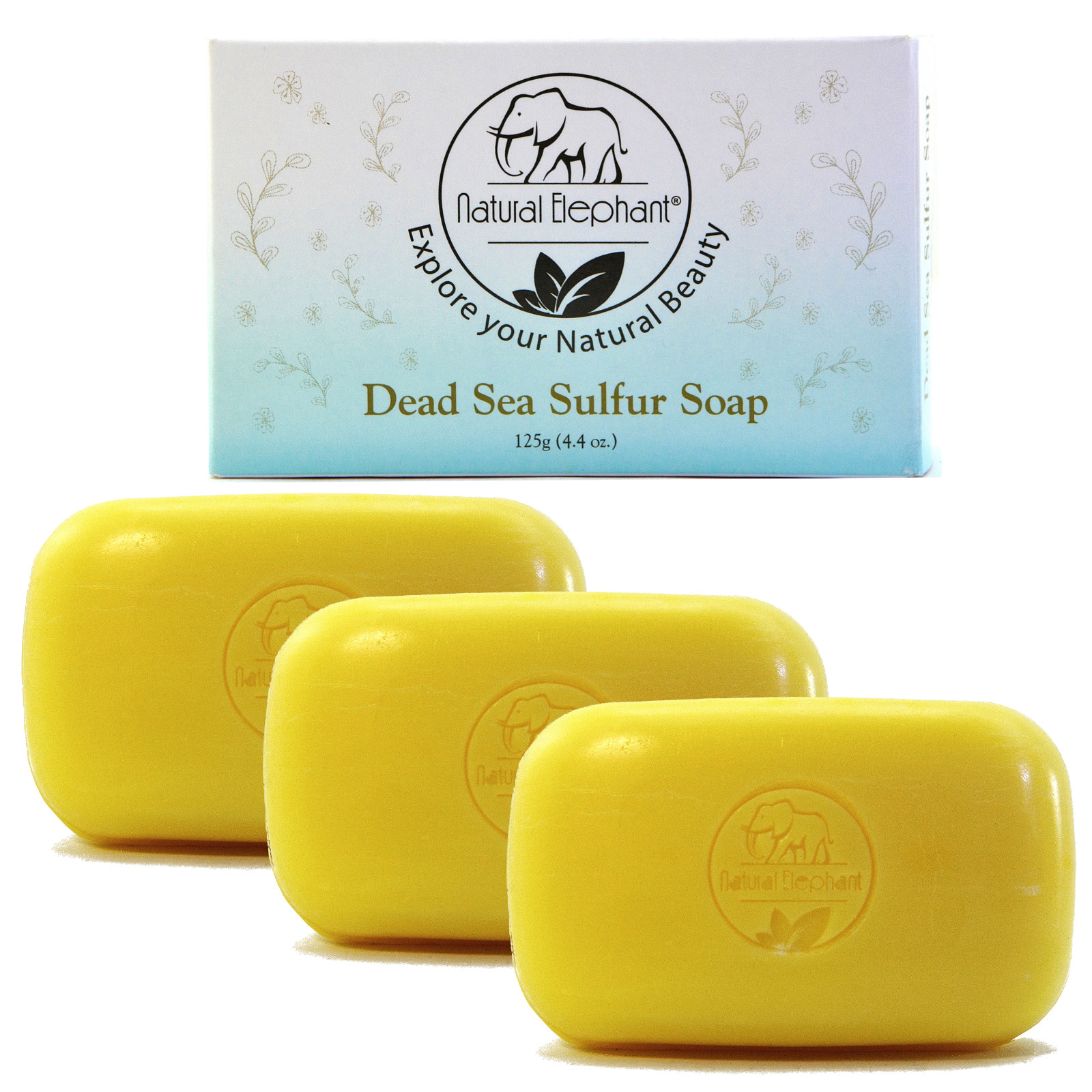 Natural Elephant Dead Sea Sulfur Soap 4.4 oz (125 g) Pack of 3