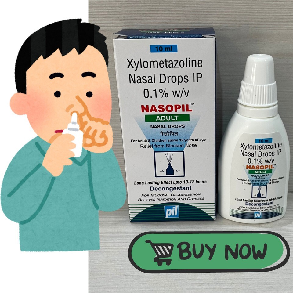 15X Nasopil Xylometazoline 0.1 Blocked Nose Relief for adult 10ml fast shipping