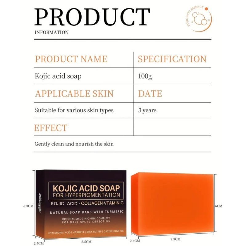2 PACK Kojic Acid Soap 100g Dark Spot Remover with Vitamin C, Retinol, Collagen