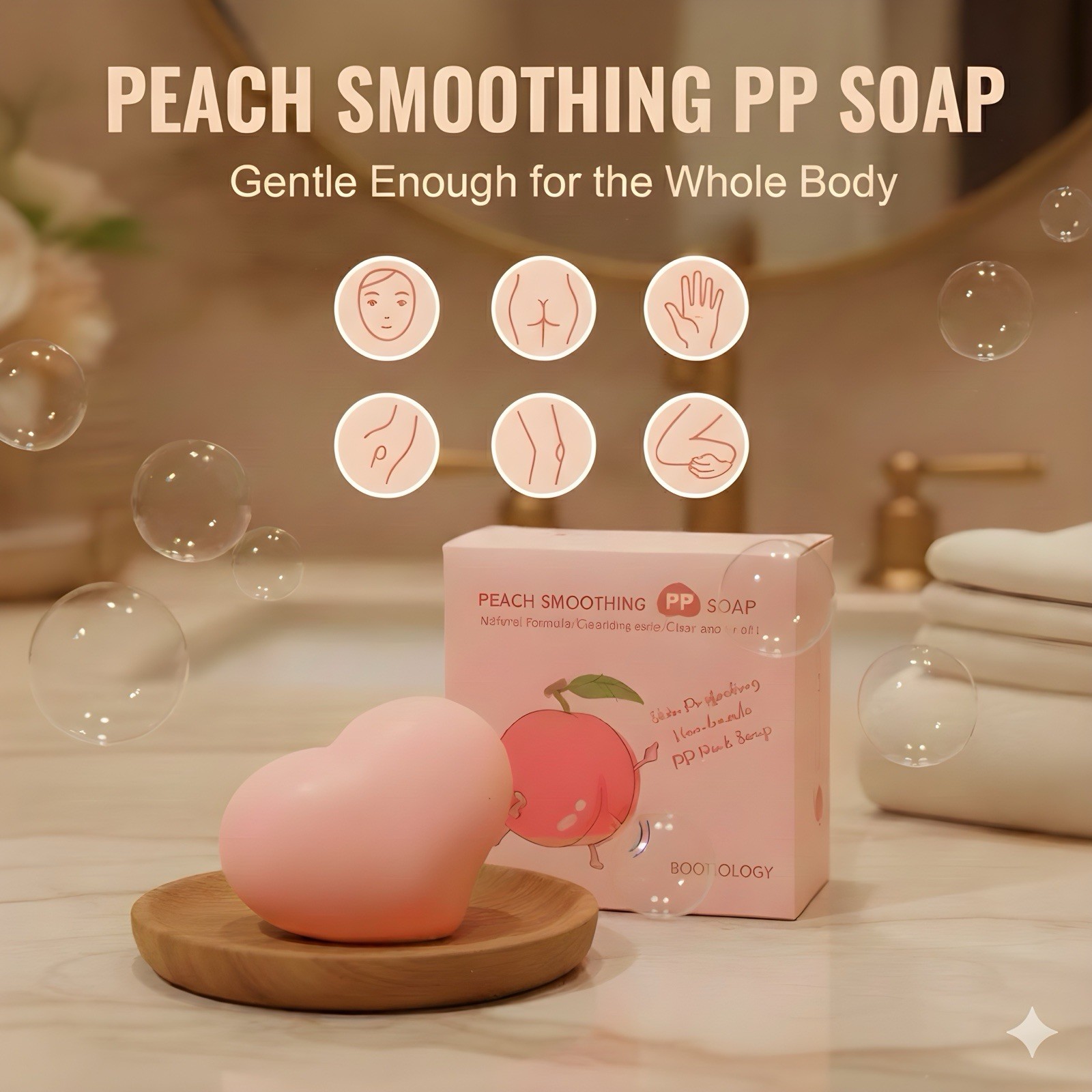 Korean Brightening & Exfoliating Peach Soap with Natural Arbutin, 3 Bars