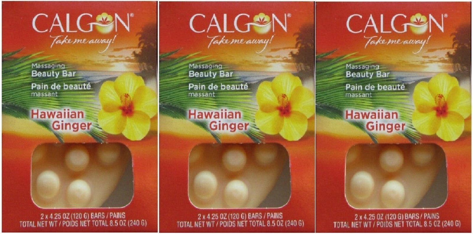 3 CALGON MASSAGING BAR SOAP HAWAIIAN ENGLISH GARDEN TAHITIAN ORCHID BUYER CHOICE