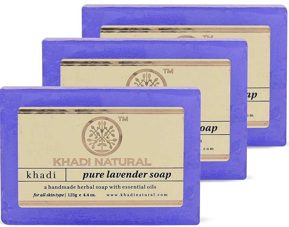 Khadi Natural Pure Herbal Lavender Soap All Skin Type 125g Pack of 3
