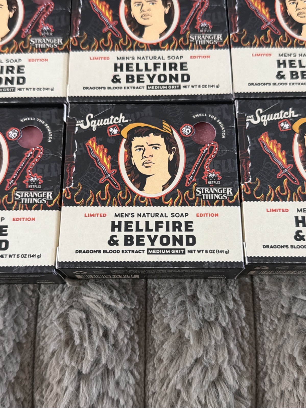 Limited Edition Lot Of 6 Dr Squatch Stranger Things HELLFIRE & BEYOND Bar Soap
