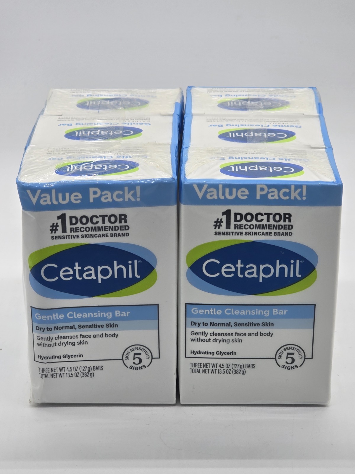 2x VALUE PK Cetaphil GENTLE CLEANSING BAR 4.5oz Dry Sensitive Skin = 6 bars