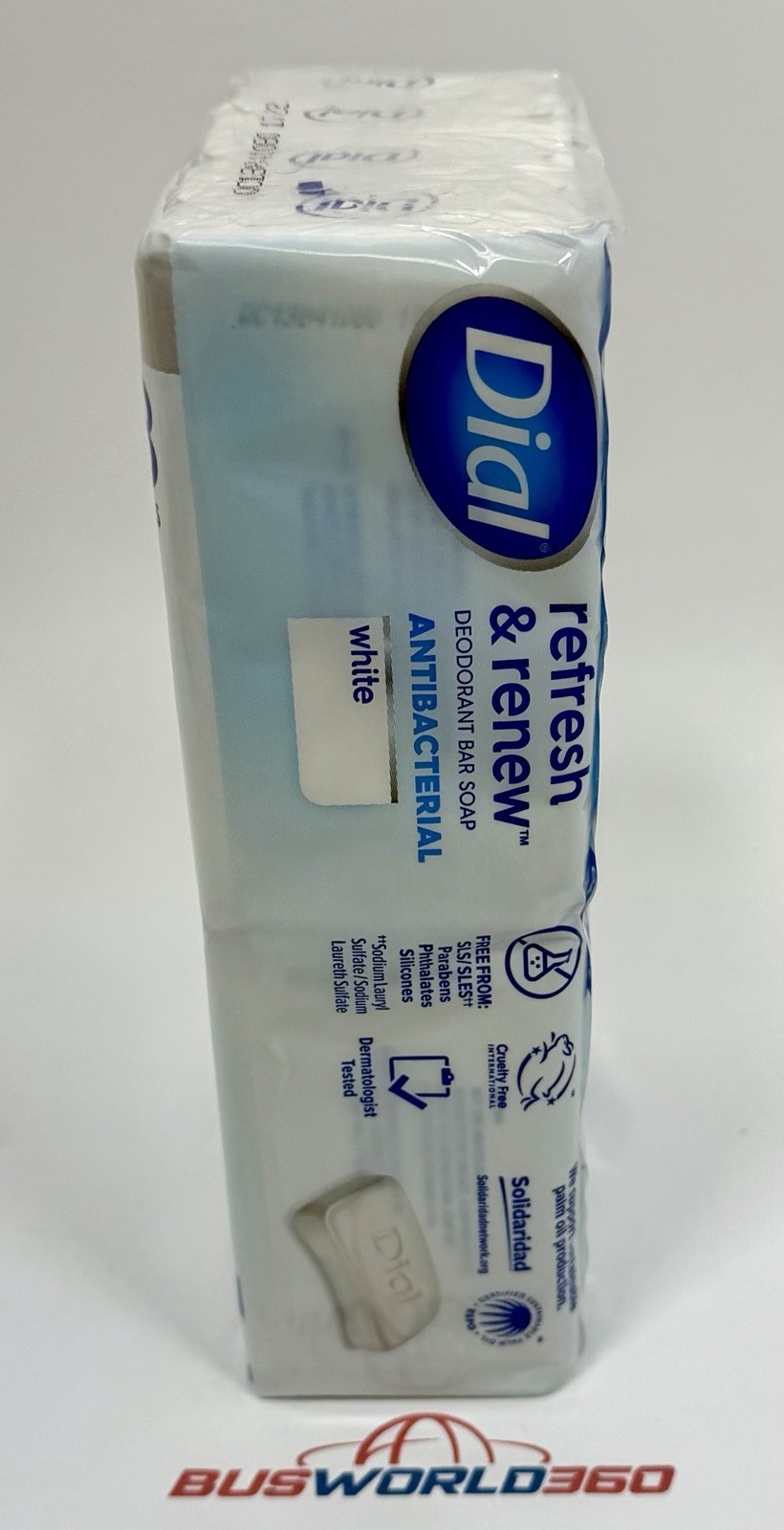 Dial Antibacterial Bar Soap, Refresh & Renew White Deodorant Bar, 4 oz (8 Bars)