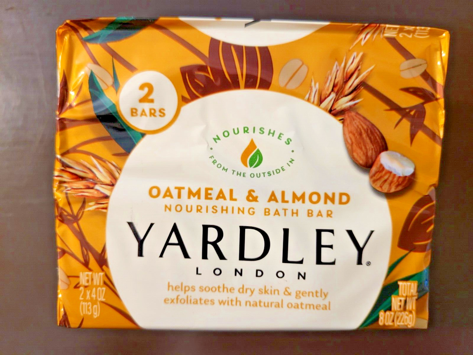 Yardley Oatmeal & Almond Nourishing Bath Bars 2 Pack 4 Oz Each Bar (New) DC