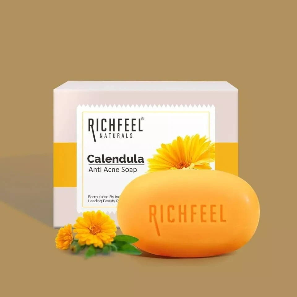 Richfeel Calendula Bath Soap Acne Blemishes Anti Acne Skin Prone 75g Pack Of 6