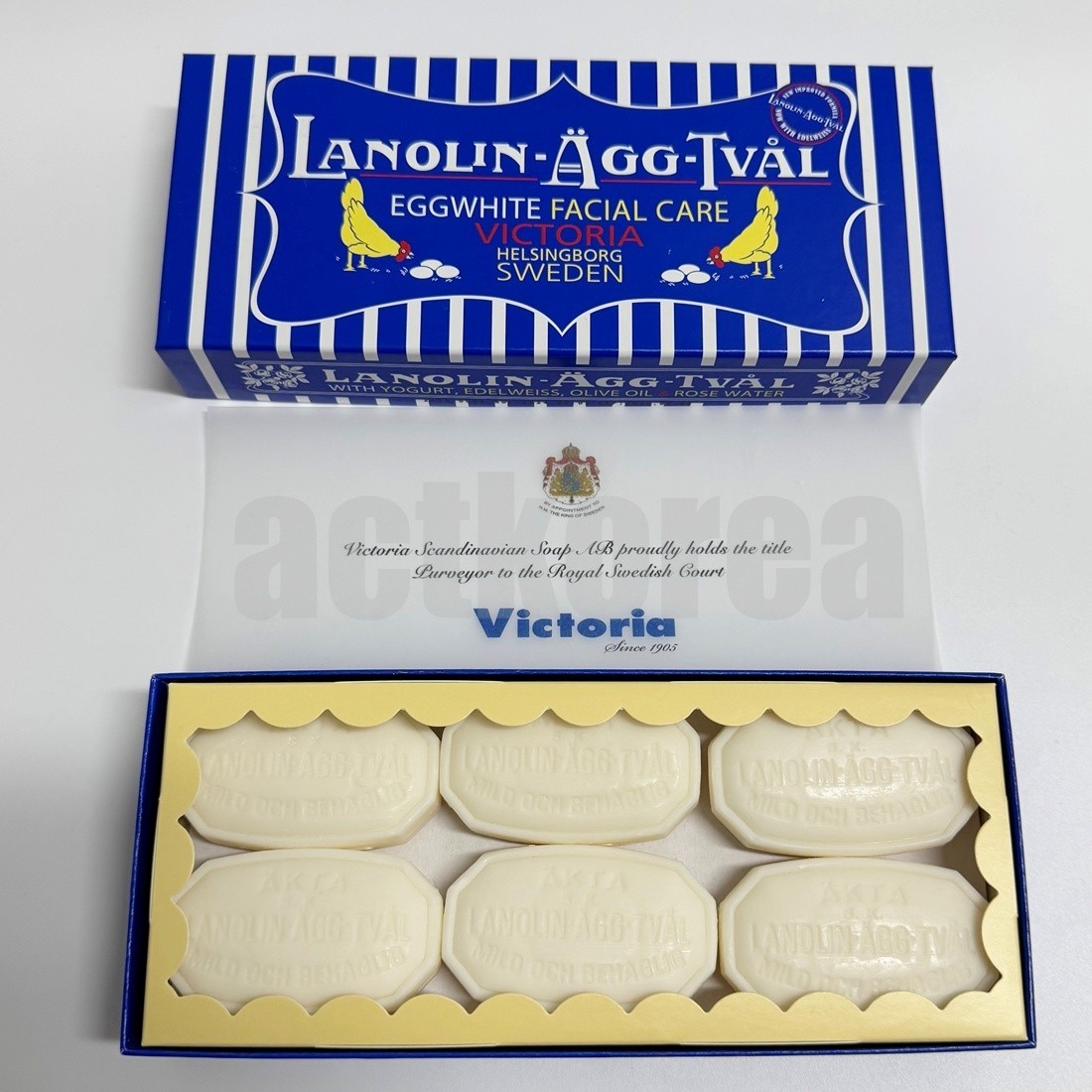 Victoria Lanolin-Agg-Tval Original Sweden Egg Pack Egg Soap White Soap (50g X 6)
