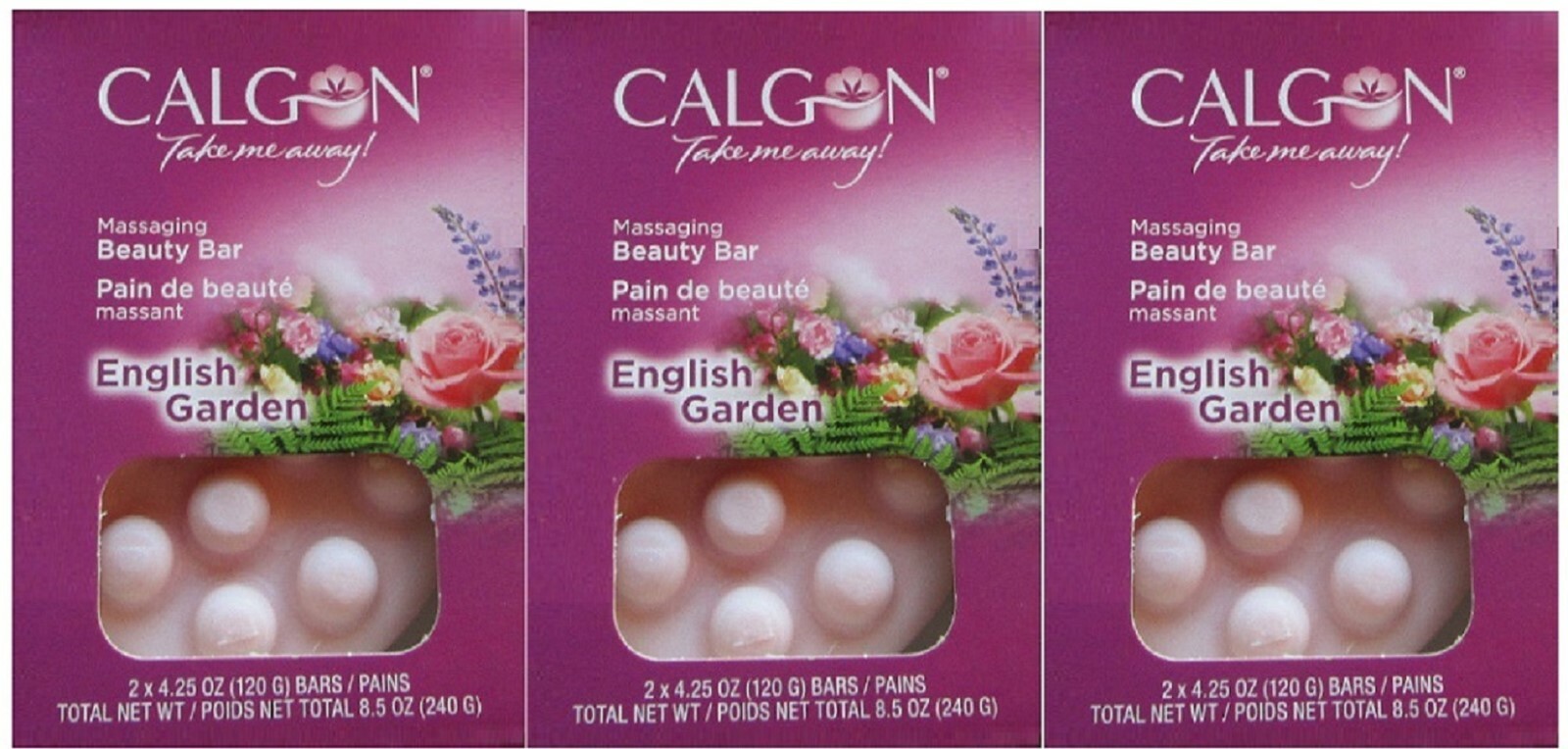 3 CALGON MASSAGING BAR SOAP HAWAIIAN ENGLISH GARDEN TAHITIAN ORCHID BUYER CHOICE