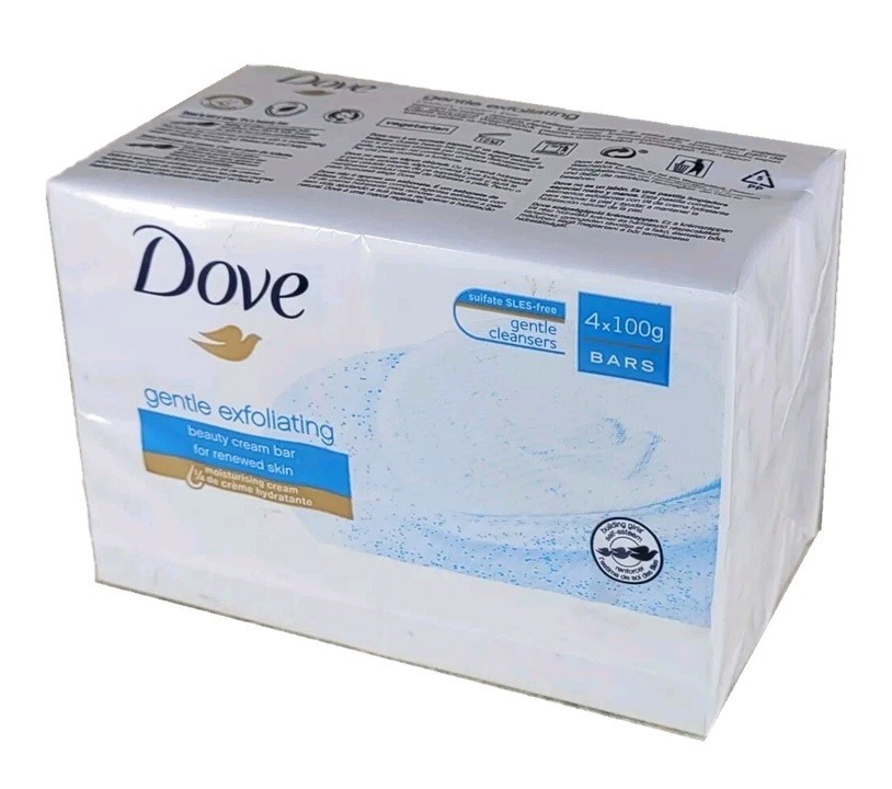 Dove NEW 4-Pack of 100g Gentle Exfoliating Gentle Cleansers Beauty Bars