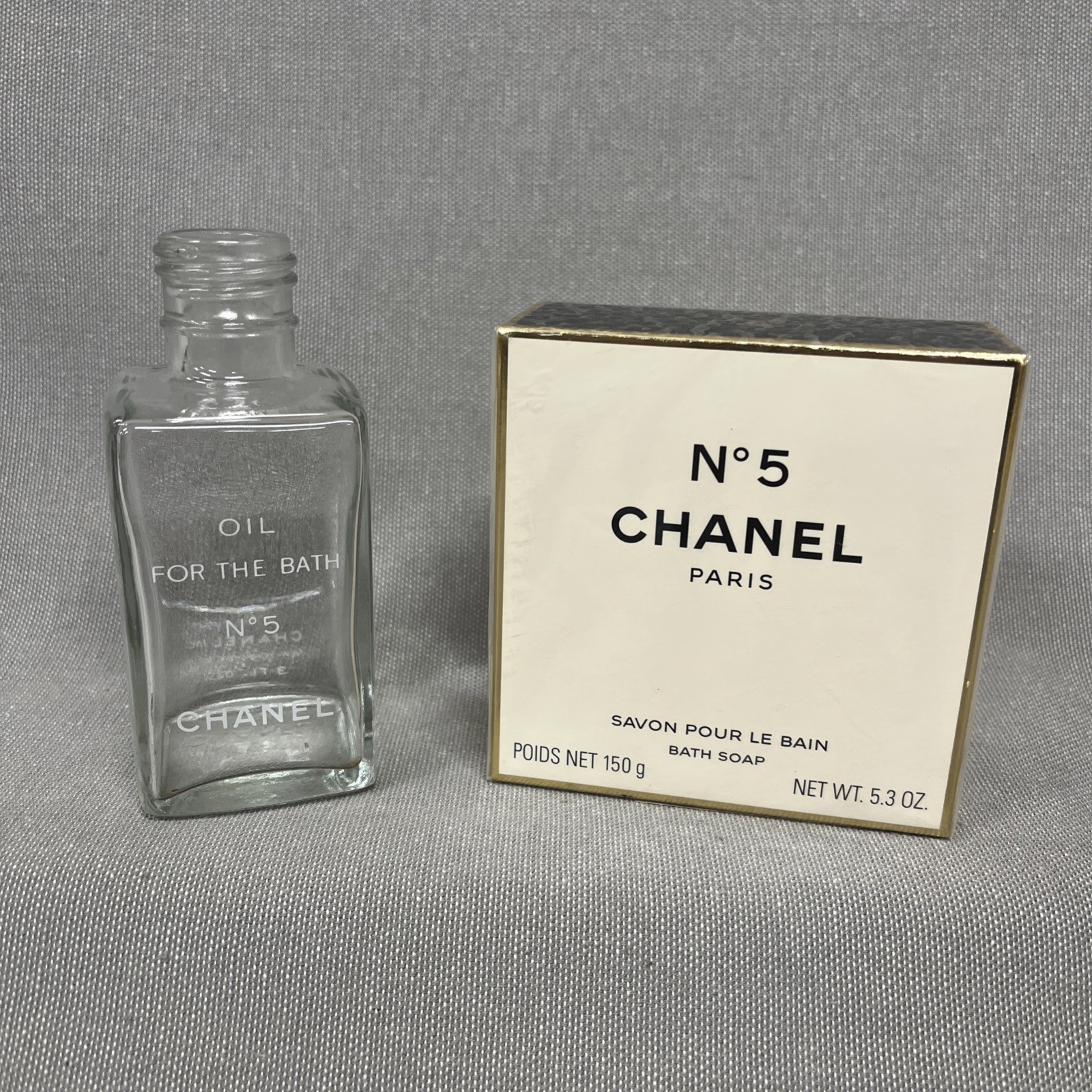 Chanel N° 5 Paris Savon Bath Soap 5.3 Oz 150g New In Box SEALED + Bath Oil Empty