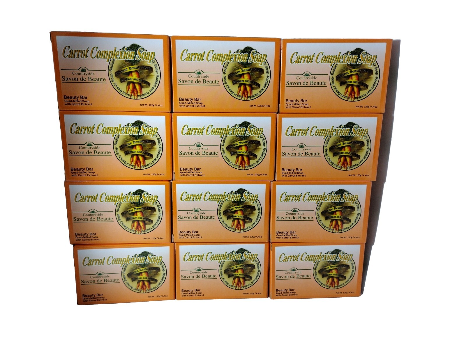 12-Pack CARROT COMPLEXION SOAP BEAUTY BAR WITH CARROT OIL 125g (each) BRAND NEW!