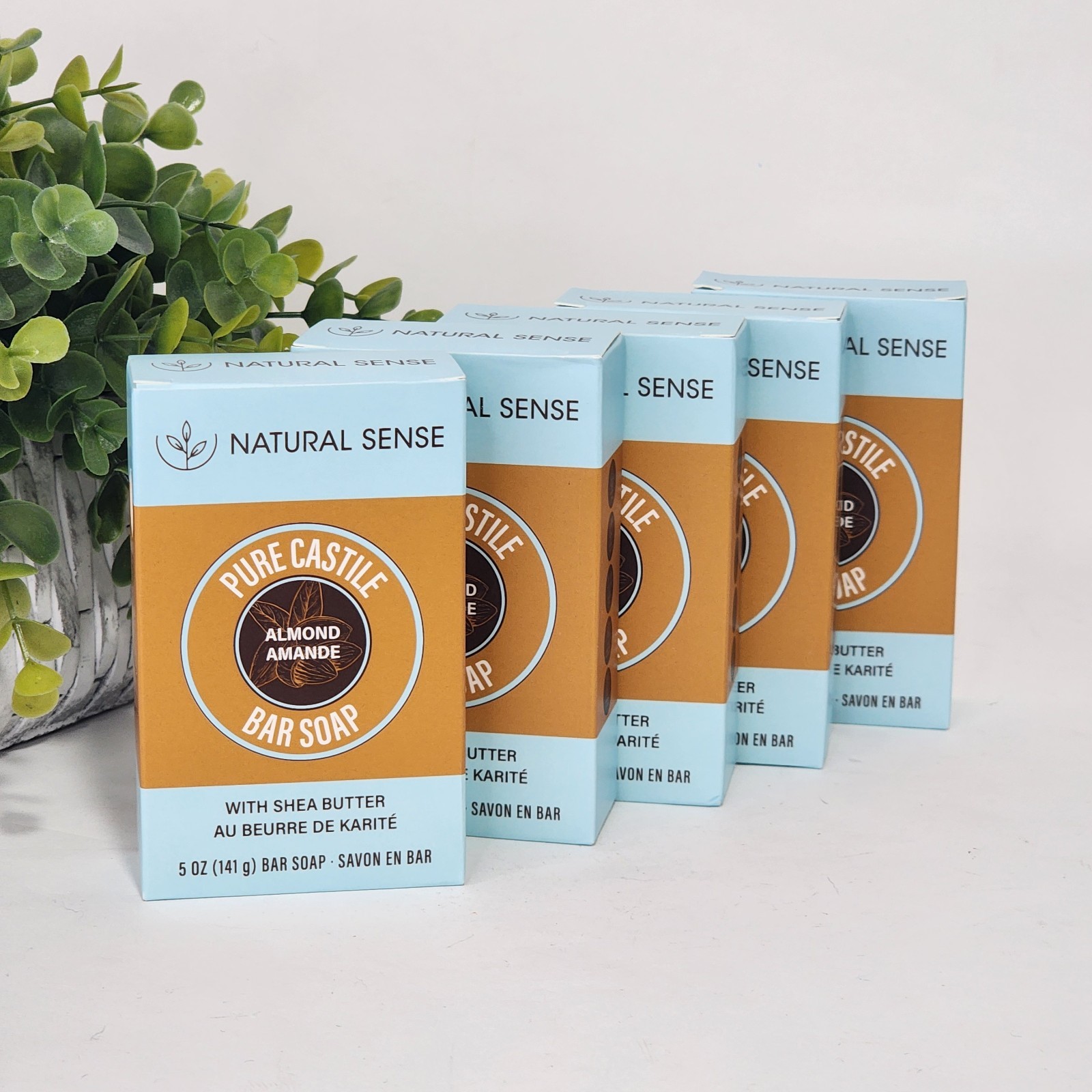 Natural Sense Pure Castile Almond Bar Soap Plant Based 5 oz (141g) ~ 5 Pack