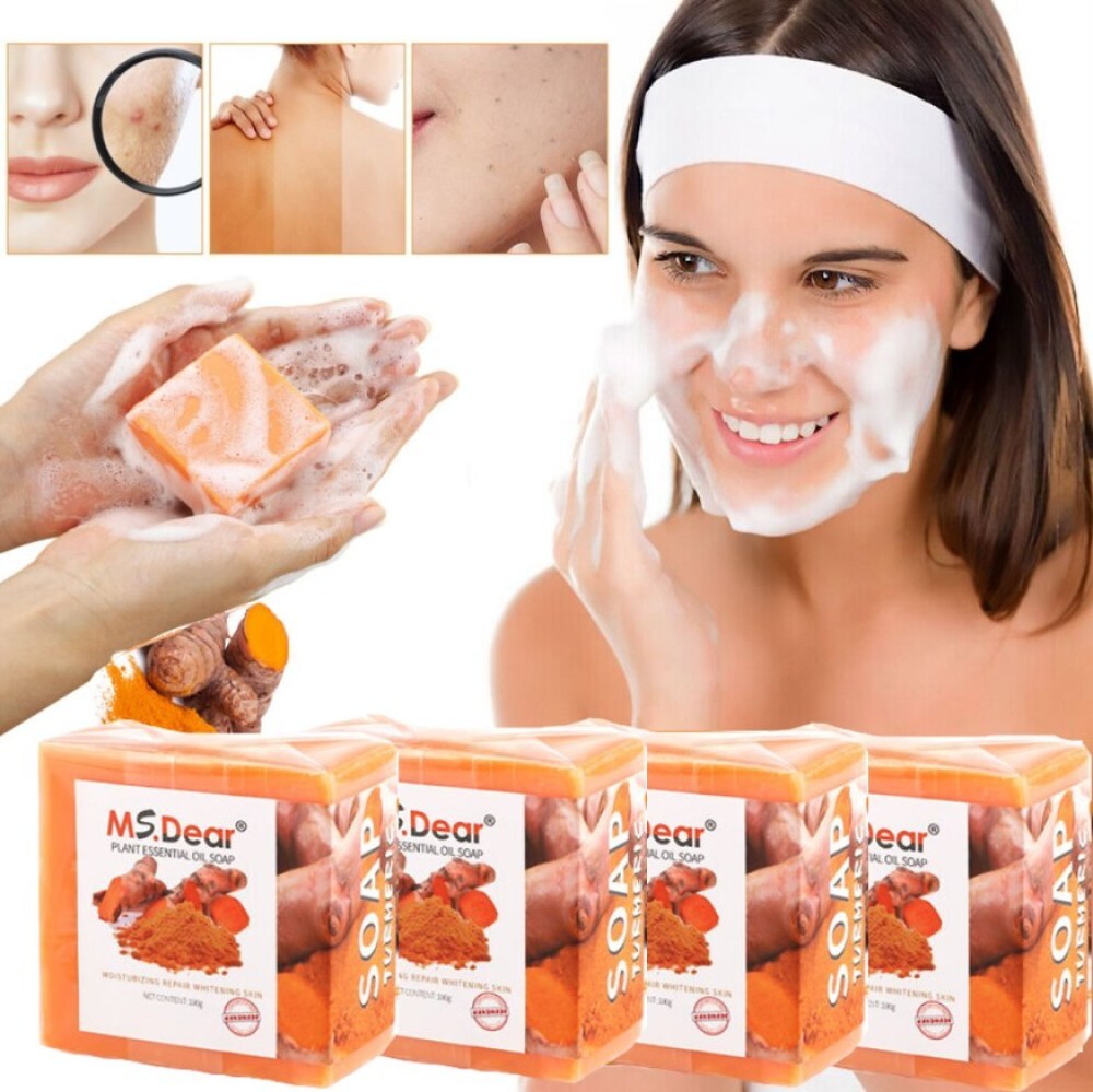 1-5 Pack Tumeric Soap Acne Dark Spots Removal Skin Whitening Body Bleaching Soap