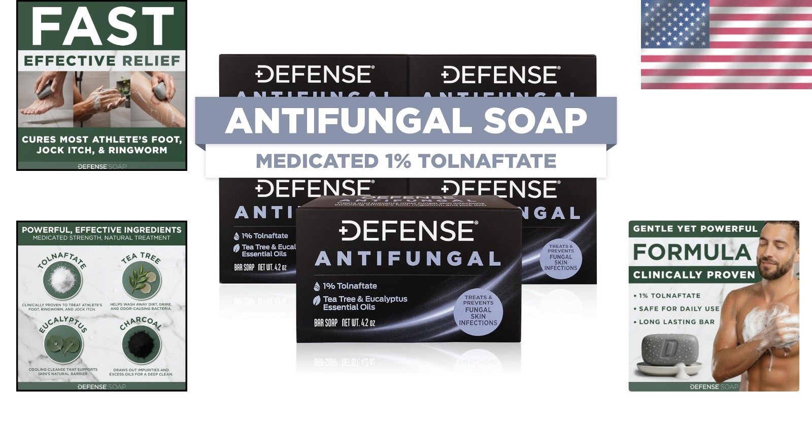 Defense Antifungal Bar Soap – 5 Bars