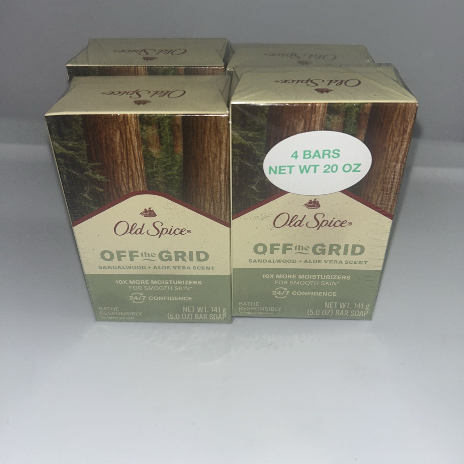 Old Spice Off the Grid Sandalwood + Aloe Vera Scent Bar Soap 5 oz. ea Lot 4