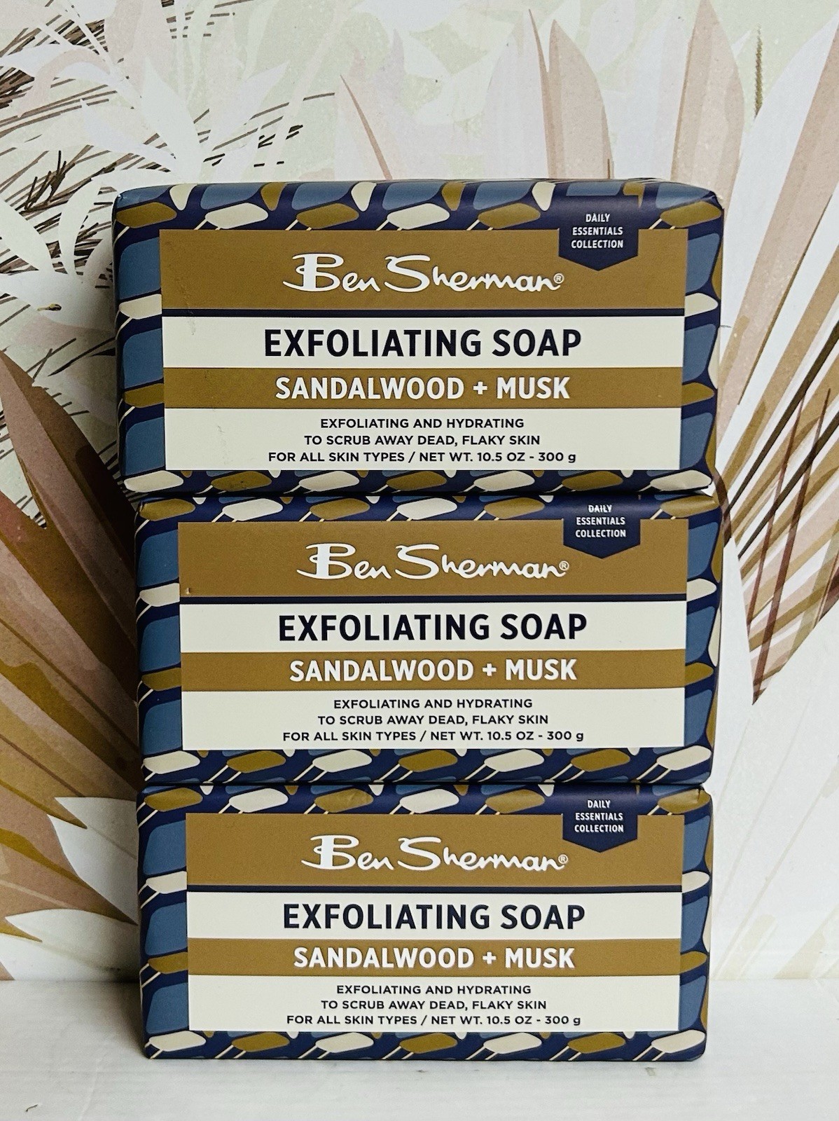 3-Pack Ben Sherman ~ Sandalwood & Musk Exfoliating Bar Soap 10.5 oz Each