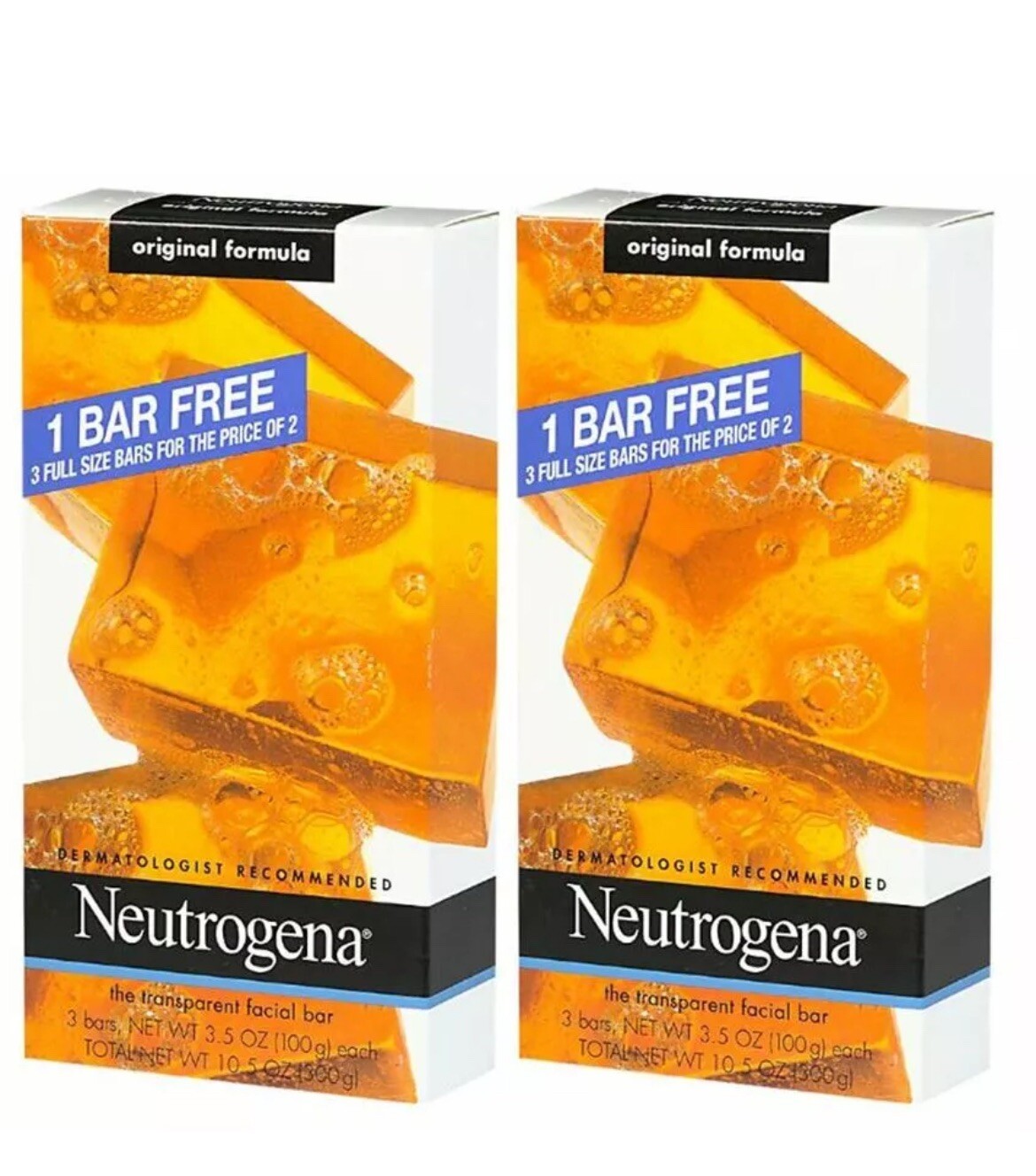 Neutrogena Transparent Facial Bar Soap – 2pk of 3 bars