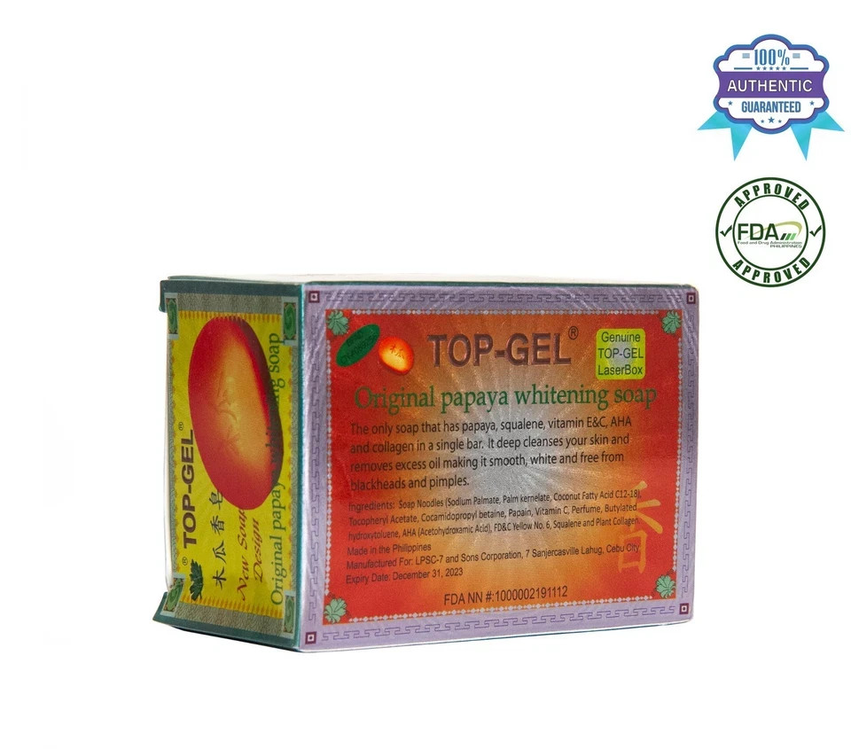 Top Gel Original Papaya Whitening Soap 145g ( X 4 )