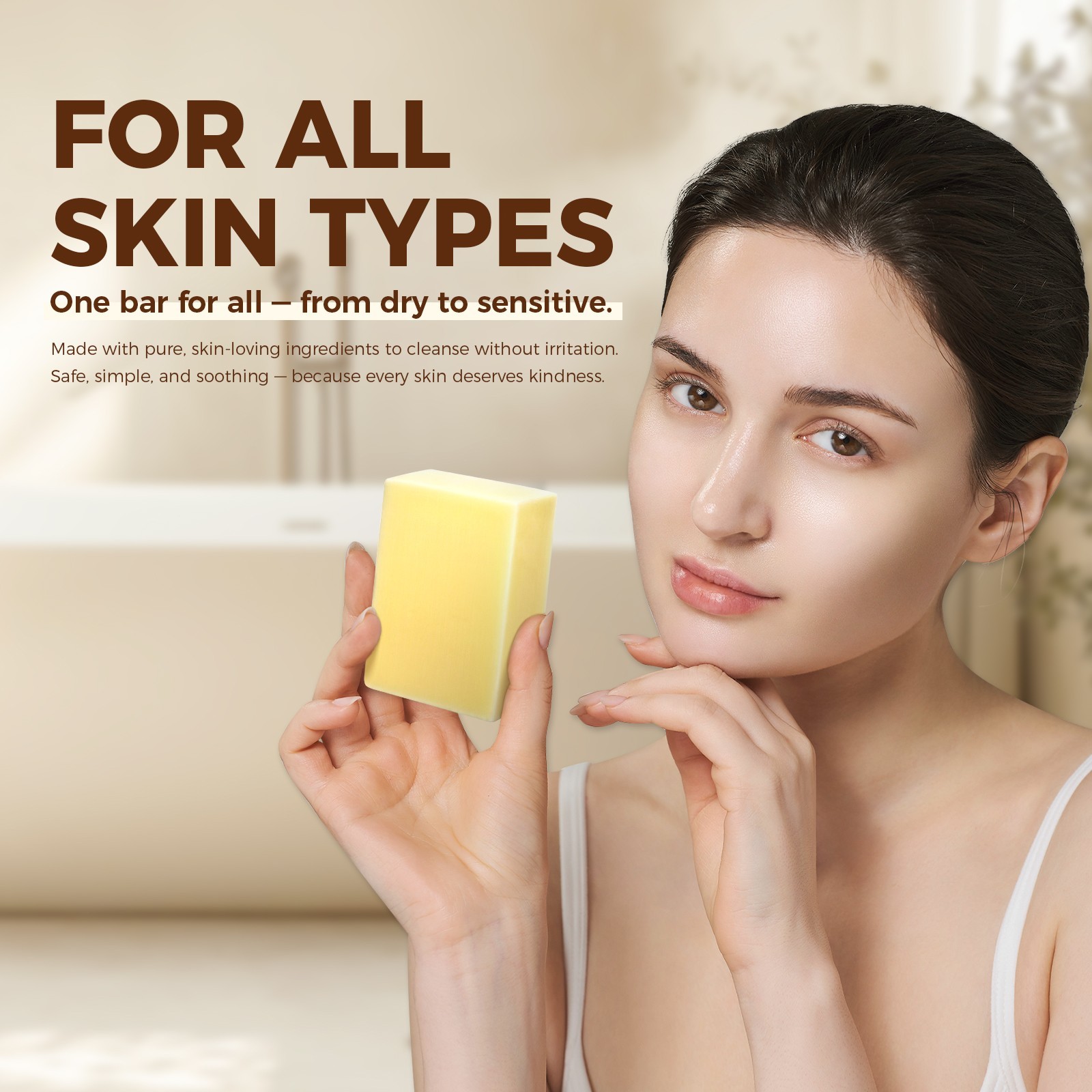 OUKEYA Beef Tallow Bath Soap Moisture, Gentle Cleansing for Dry & Sensitive Skin
