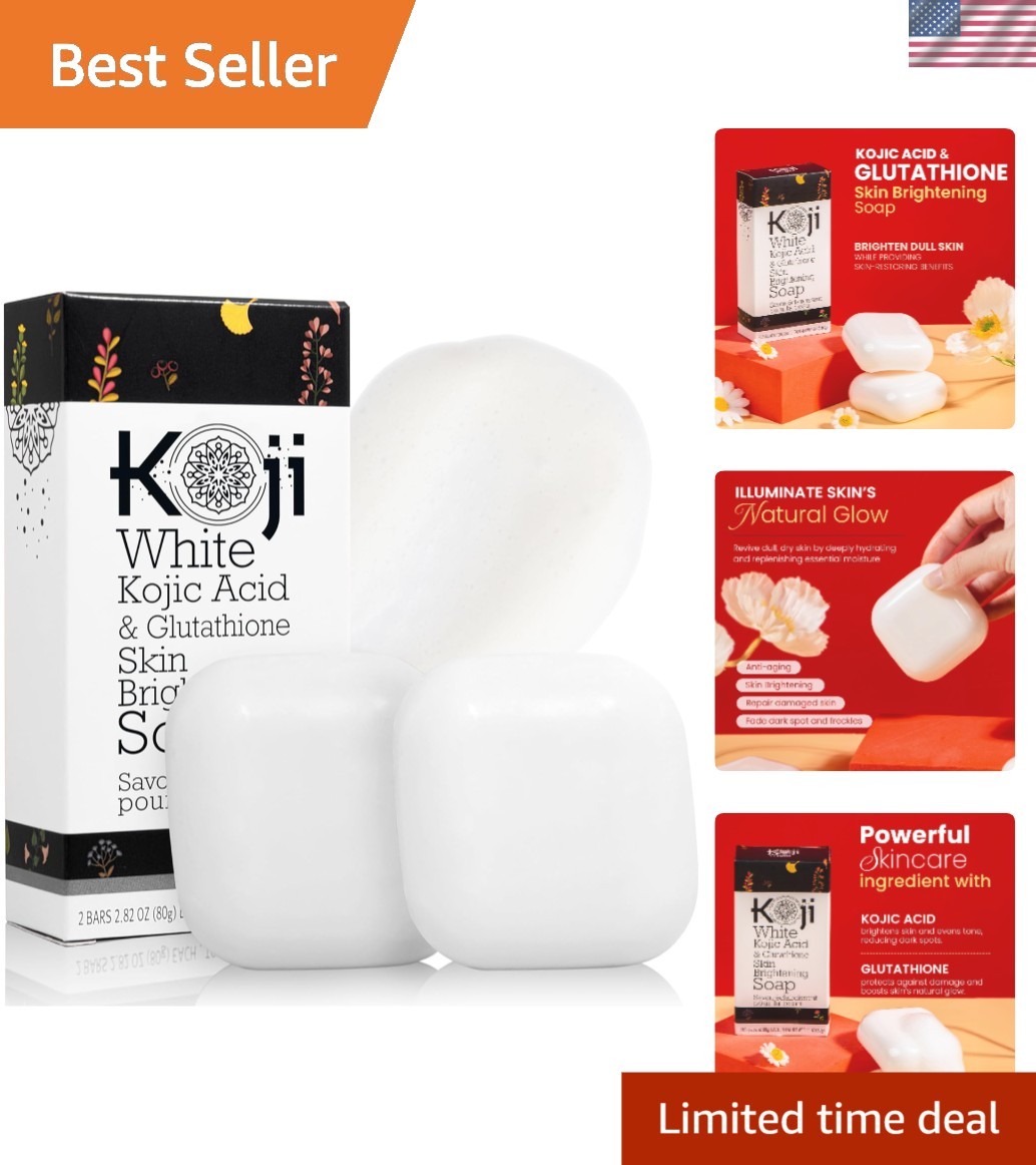 Anti-Aging Kojic Acid & Glutathione Soap – 2 Cleansing Bars, 5.64 oz Total