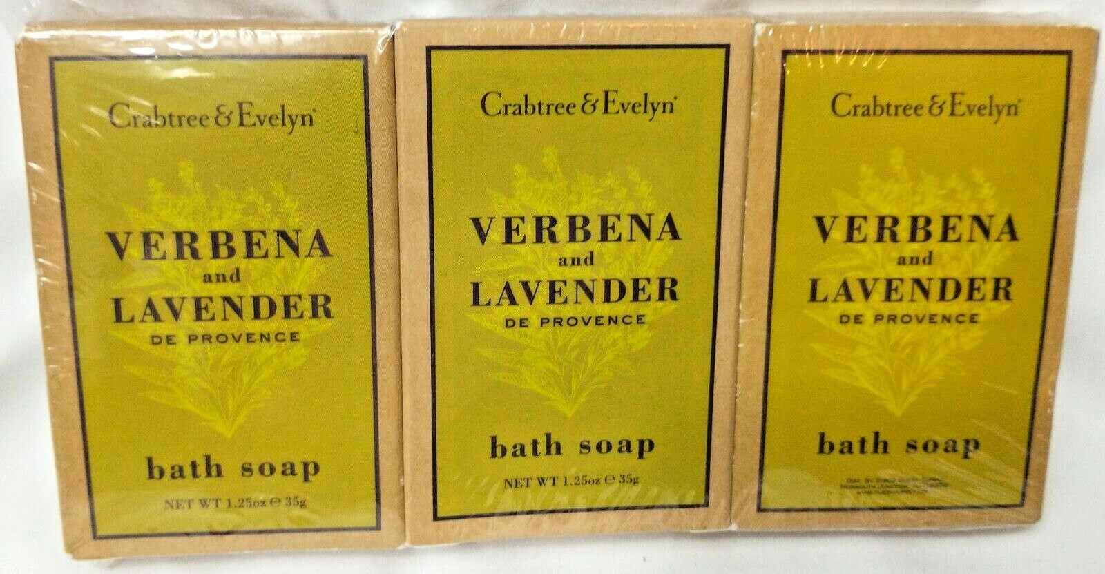 3 Crabtree & Evelyn Verbena and Lavender Bath Soap Bar 1.25 oz /35g ea