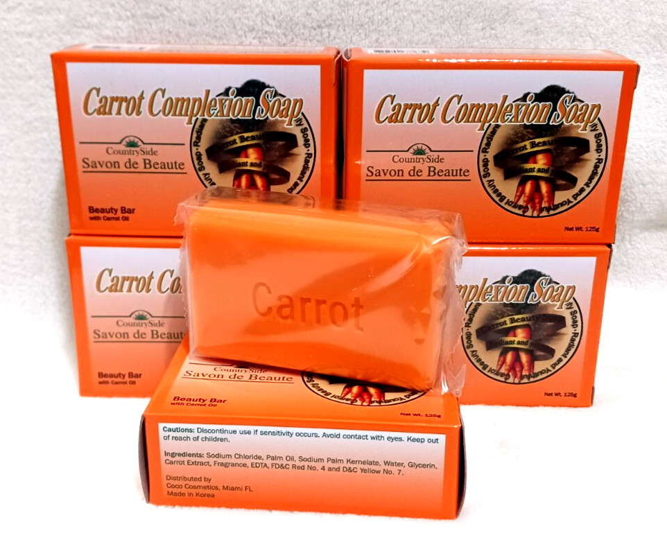 6 Beauty Bars Complexion Carrot Oil Soaps 4 Oz 125g Each New Sealed