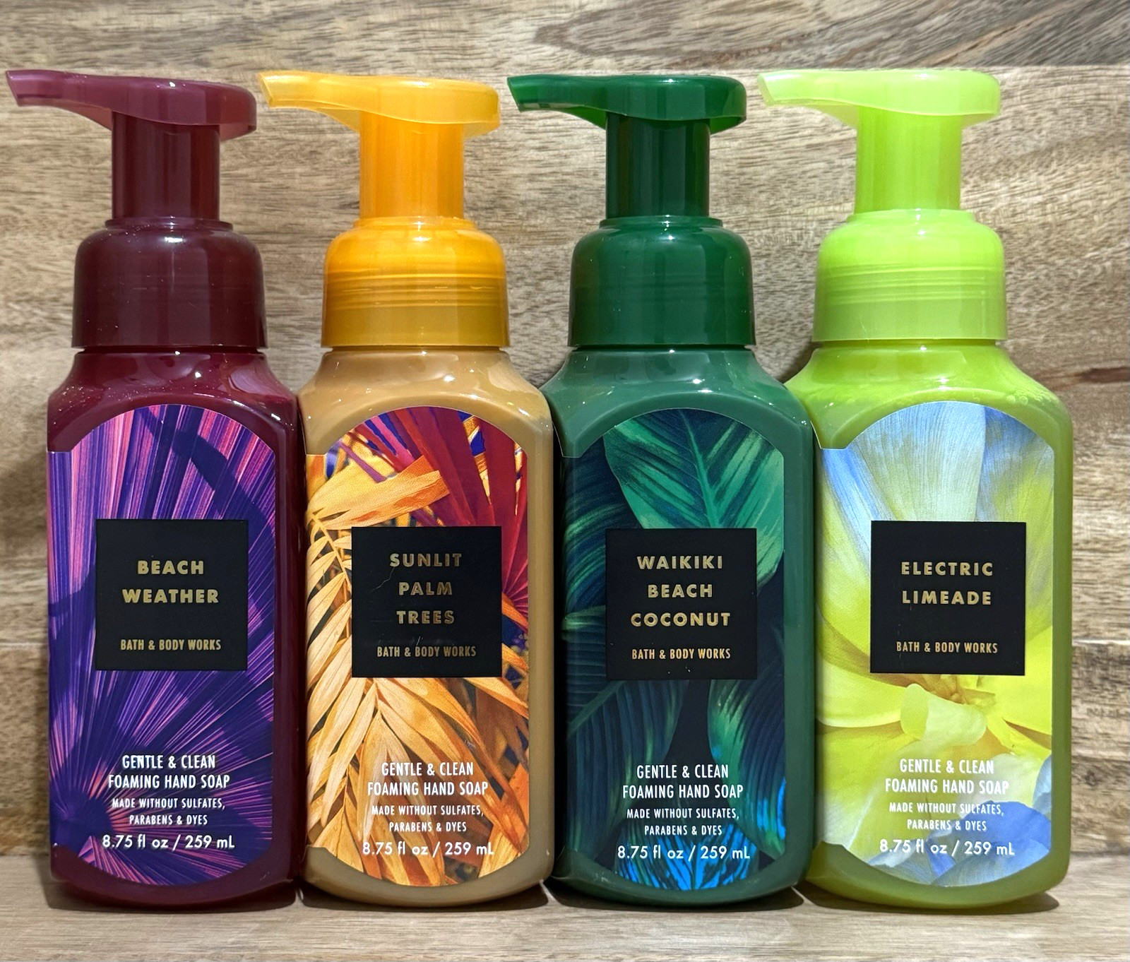 4x Bath & Body Works Tropical Foaming Hand Soap Waikiki Beach Coconut Palm