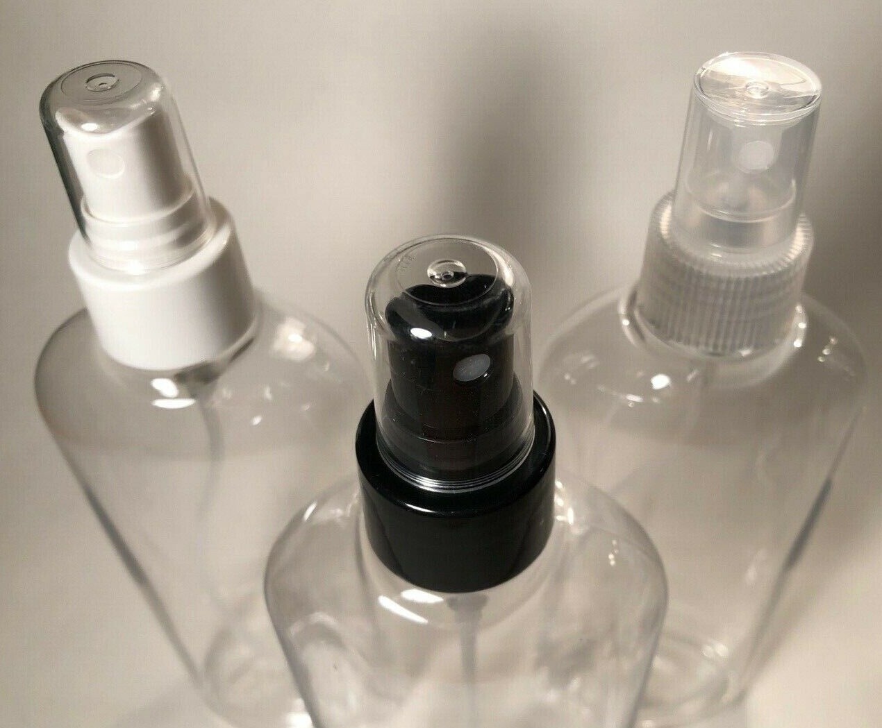 NEW 16 oz PET Plastic 24/410 Clear Cosmo Round Bottles – choose caps & qty