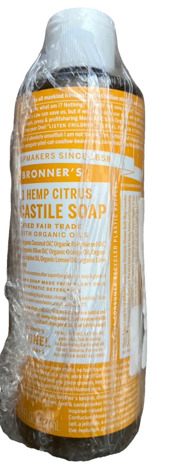 Dr. Bronner’s 18-In-1 Pure-Castile Soap Citrus, 8 FL OZ New