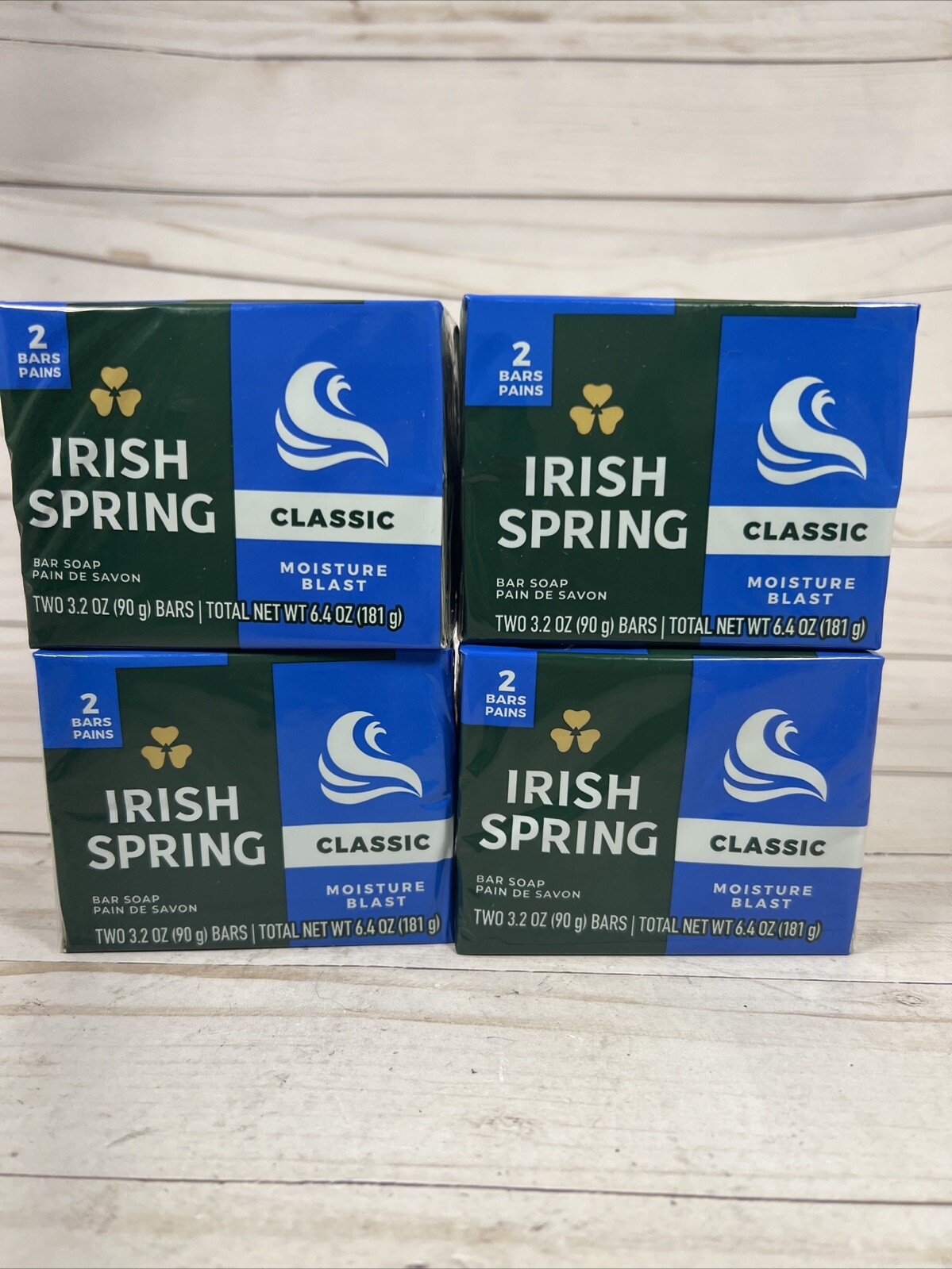Irish Springs Classic Moisture Blast Bar Deodorant Soap 2-Count (4 Pack)