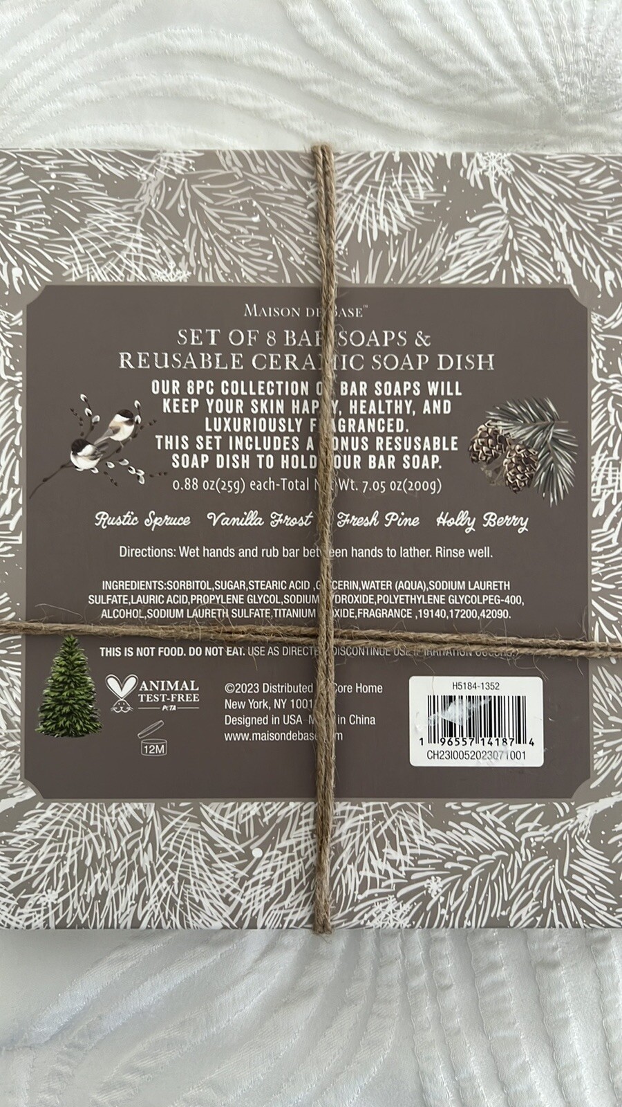 Maison De Base Scented Bar Soap Gift Set, 8 Bars + Ceramic Soap Dish