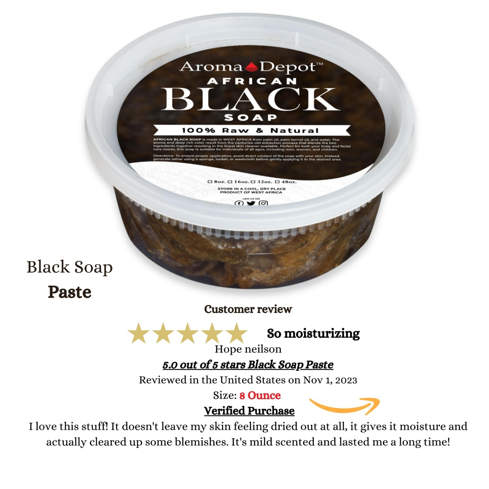 Black Soap Liquid 32 oz. Raw African Soap Natural Wash Face Body Hair Shampoo