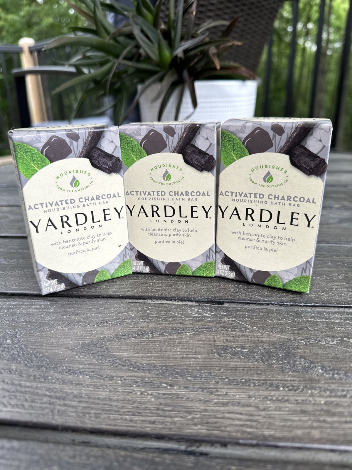 3x Lot Yardley Activated Charcoal Bar Soap Lardley London Bars 4 Oz Each