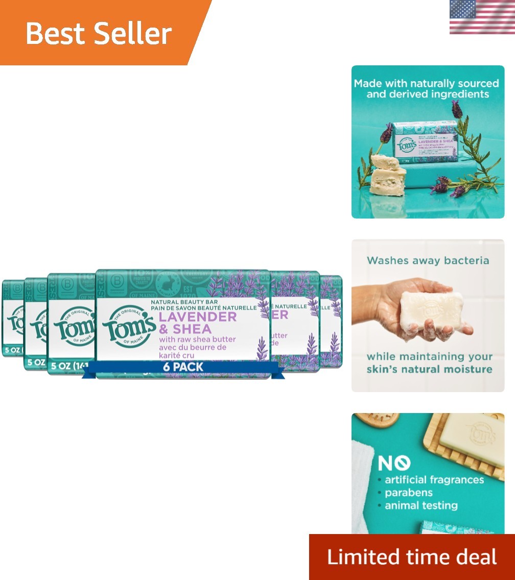 Lavender & Shea Natural Beauty Bar Soap – 6 Pack, 5oz Each for Luxurious Skin