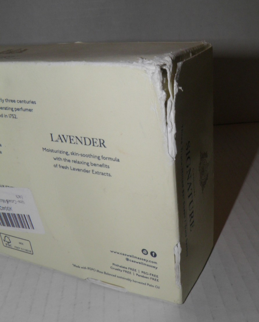 Caswell-Massey Signature Bar Soaps Box of 3 5.8oz Each Almond Verbena Lavender