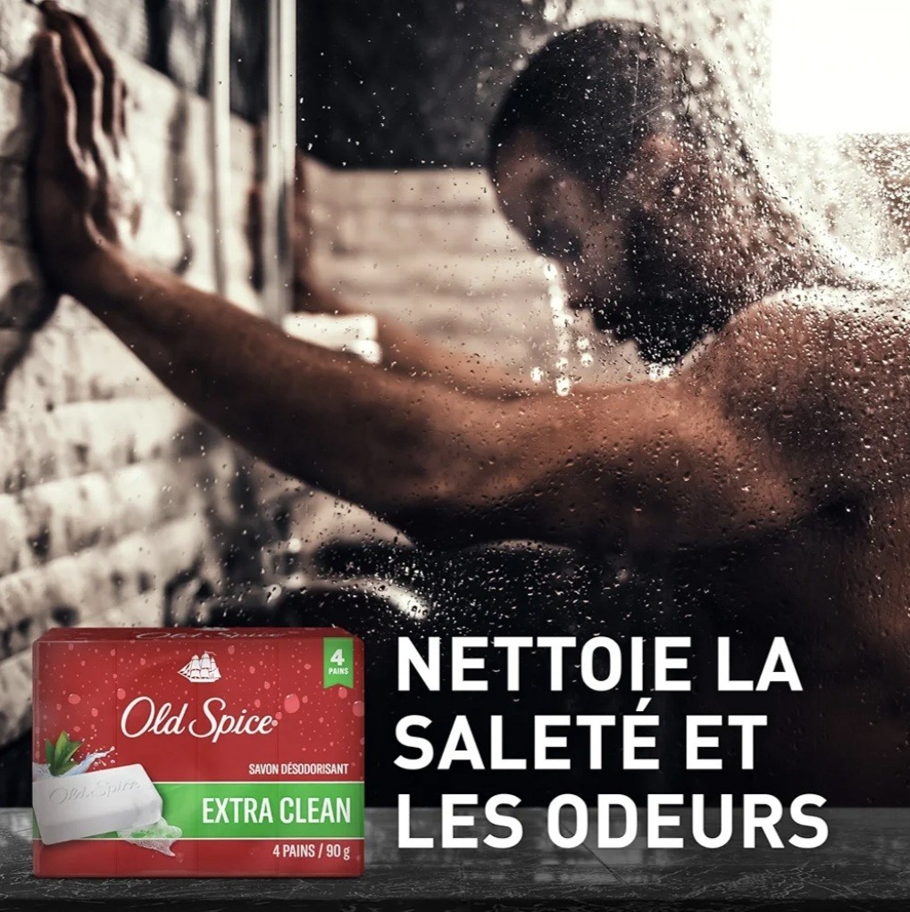 💚 OLD SPICE 💚 (4-BARS) 3.17 Oz 💚🫧•EXTRA CLEAN•🫧💚 Deodorizing Bar Soap 🫧.