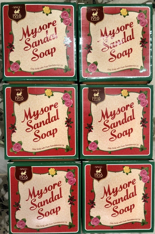 6 X 150gm Mysore Sandal Bath Soap Bar, ORIGINAL | Karnataka Soaps Ltd FREE SHIP