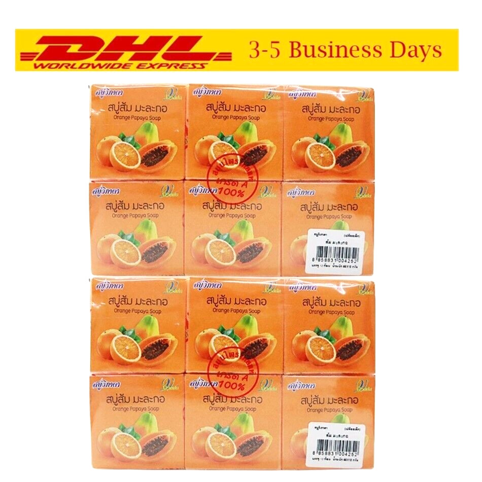 12xSoap Bar Body Natural Papaya Herbal Skin Vipada Face Orange And Whitening 65g