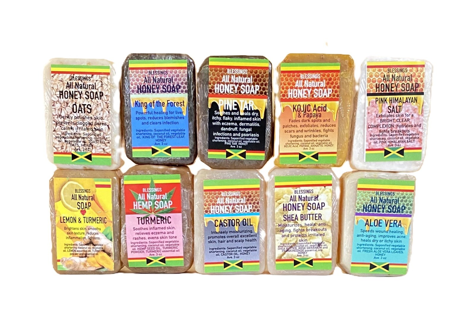 Blessings All Natural Jamaican Soap Bars – Soap Factory By The Sea 10-Pack