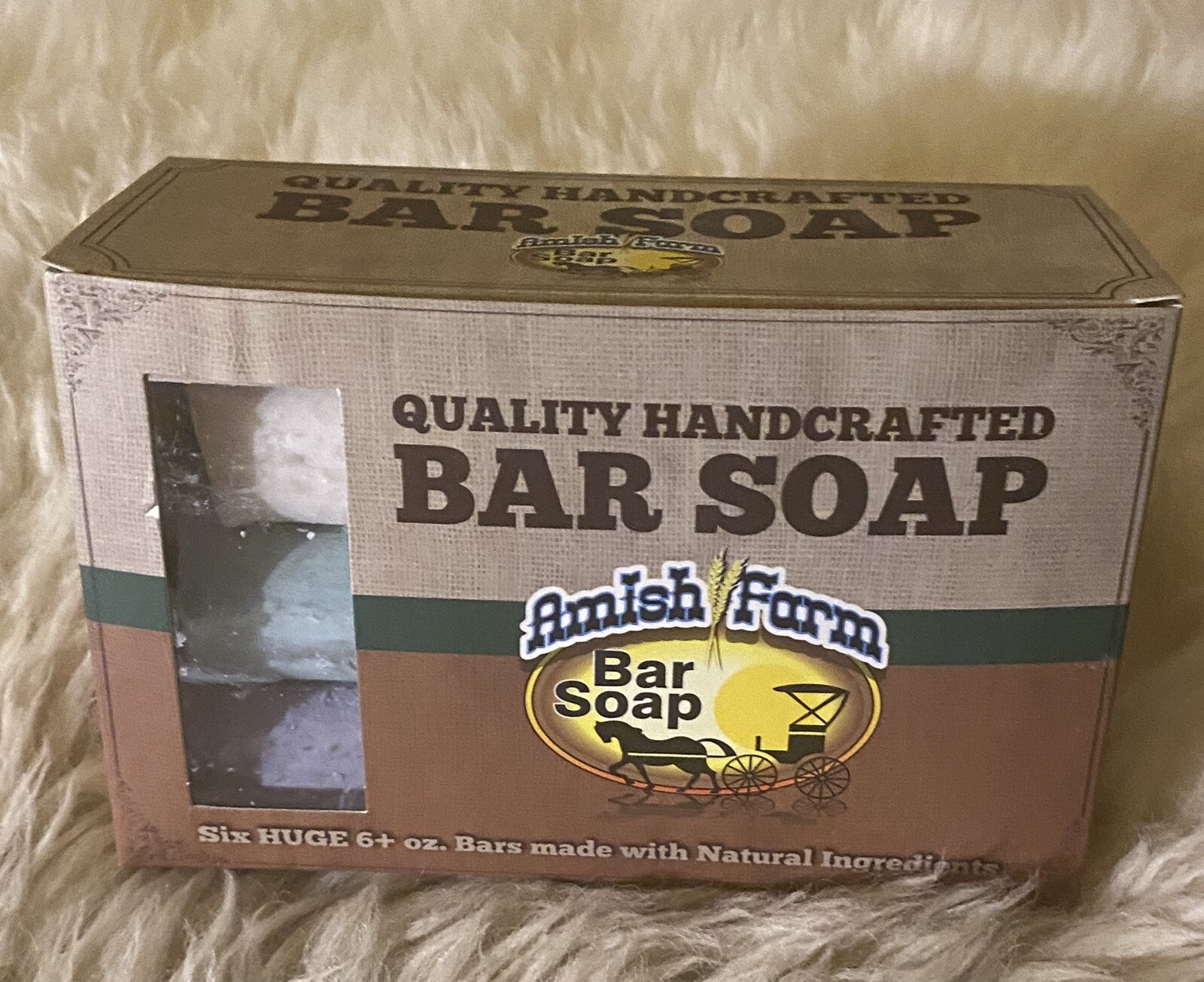 Amish Farm Handcrafted Natural Ingredients Bar Soap 6 Huge 6+ oz Bars in Box