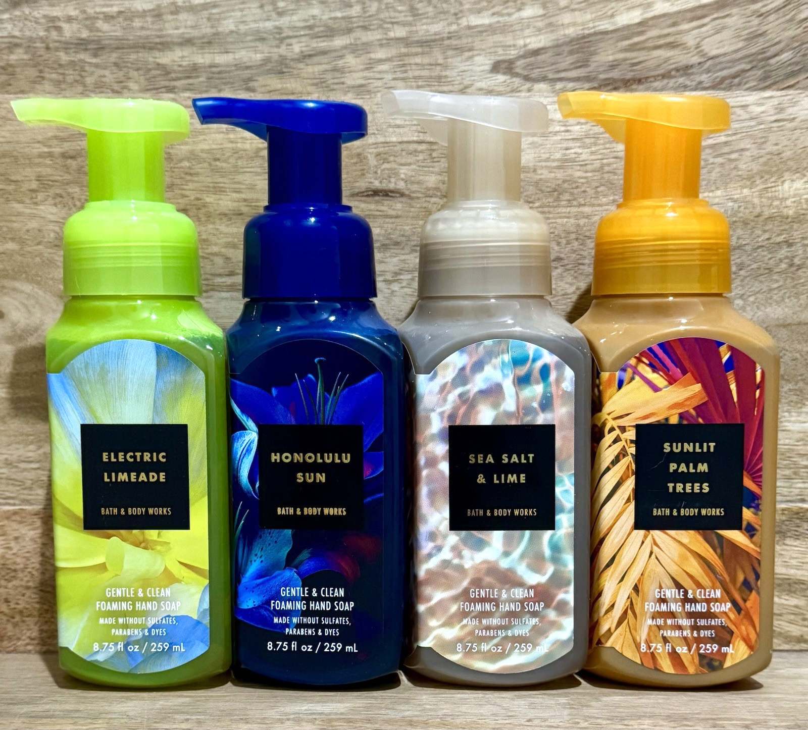 4x Bath & Body Works Tropical Foaming Hand Soap Sea Salt Sunlit Palm Honolulu