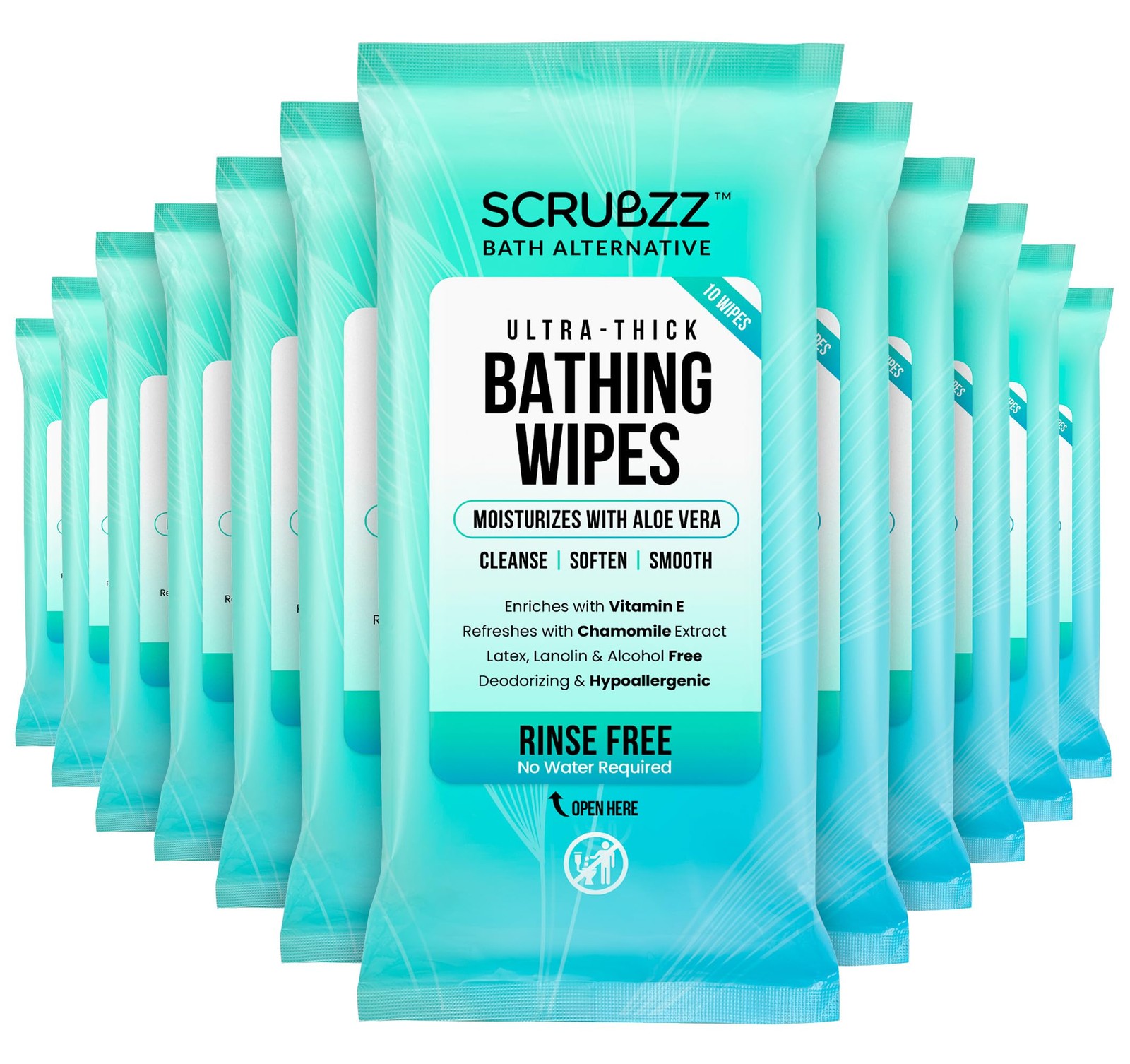 Extra Large Bath Wipes for Adults No Rinse – 120 Disposable Body Cleansing