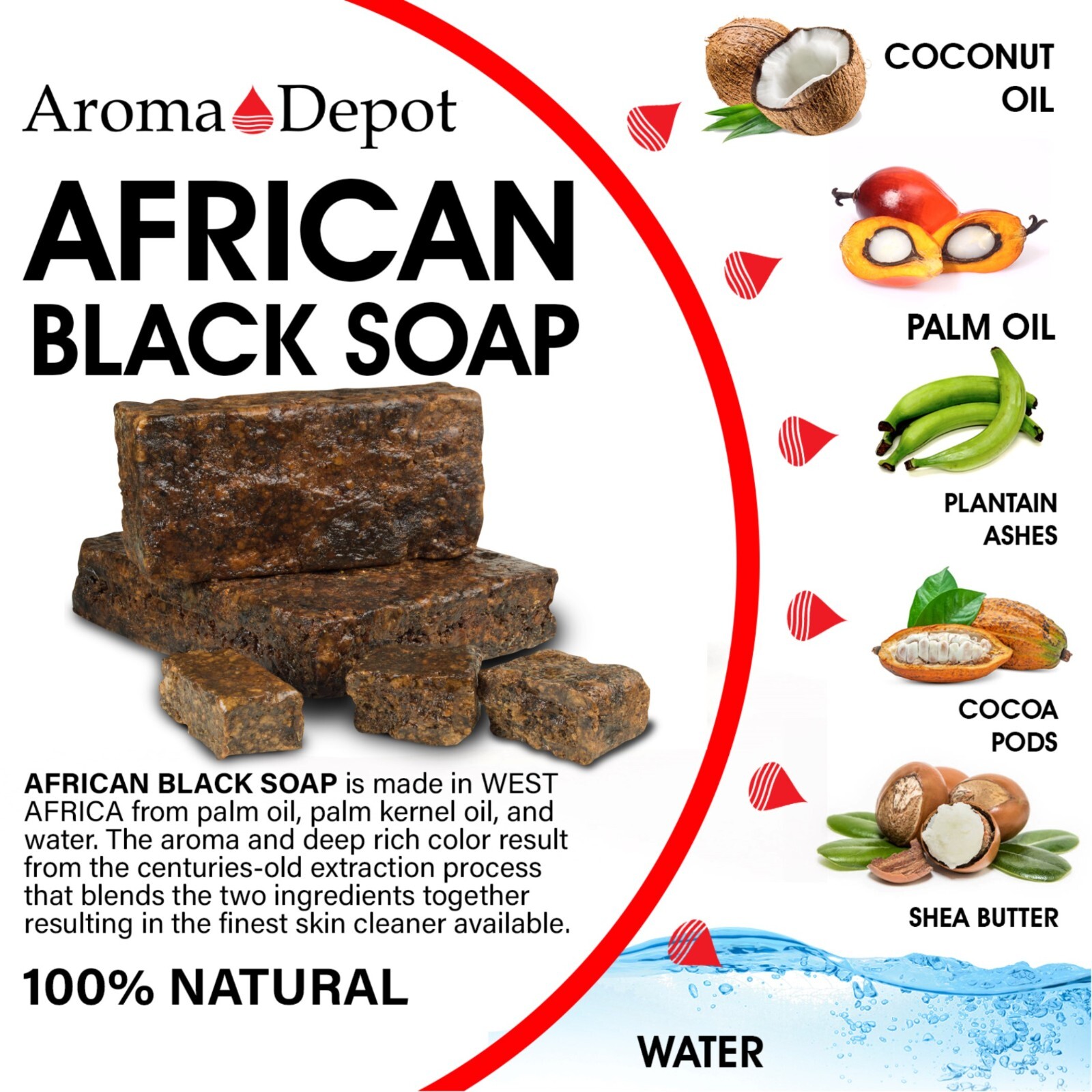 1 lb. MORINGA Black Soap Vegan Organic Unrefined 100% Natural Anti Acne/Fungus