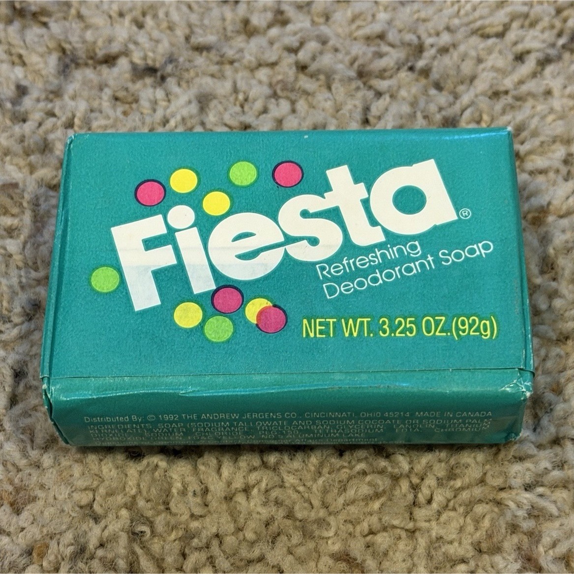 VTG 1992 Fiesta Refreshing Deodorant Soap Bar, Regular 3.25 oz for Body & Hands