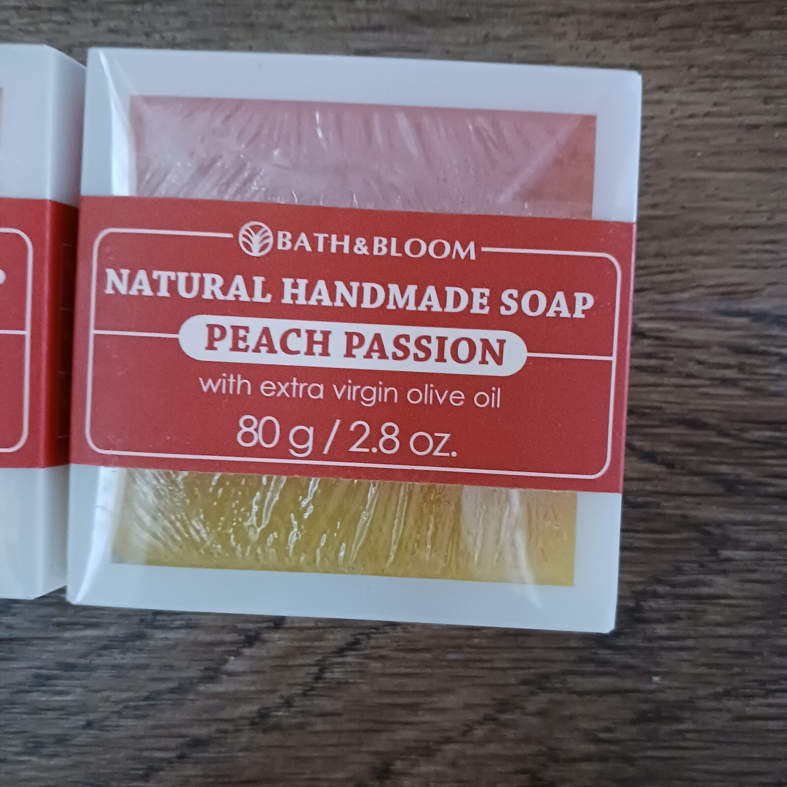 2 Bath & Bloom Natural Handmade Soap Peach Passion Bar 2.8 oz 80 gr NEW SEALED