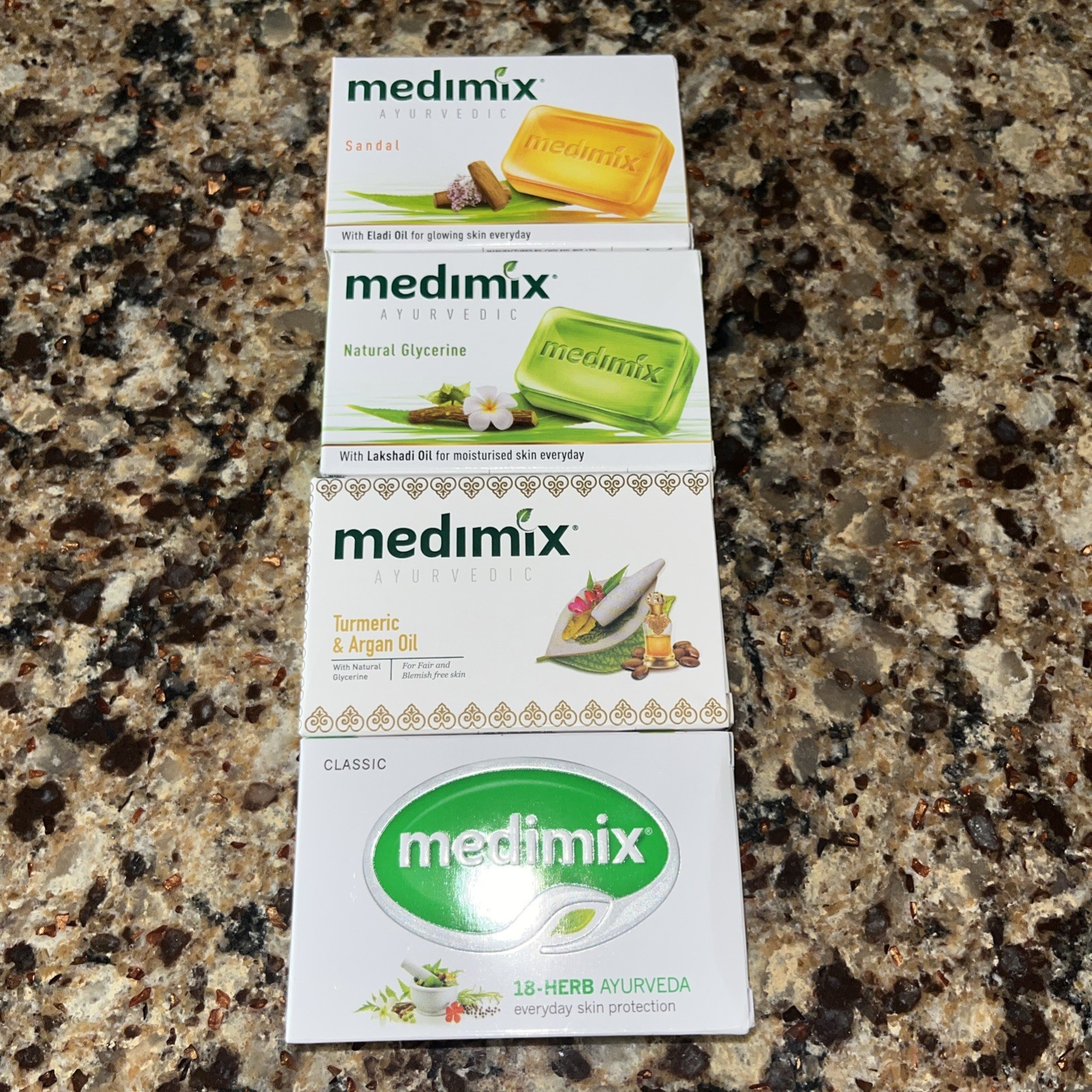MEDIMIX AYURVEDIC Bar Soaps Lot of 4 4.4 oz Sandal Glycerin Turmeric Argan Herbs